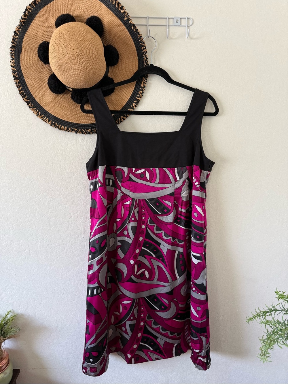 INC International Concepts Rio De Janeiro Pink Silk Shift Dress SZ 14 Sleeveless